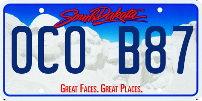 SD license plate 0COB87