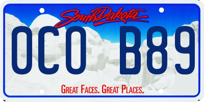 SD license plate 0COB89