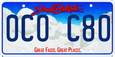 SD license plate 0COC80