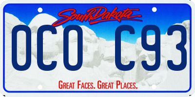 SD license plate 0COC93