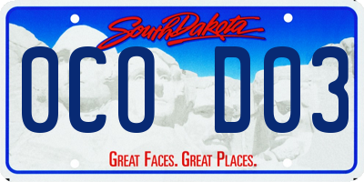 SD license plate 0COD03