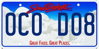 SD license plate 0COD08
