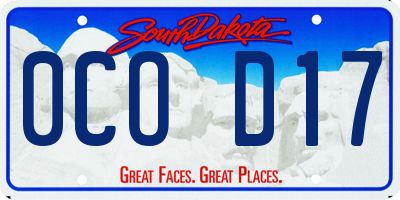 SD license plate 0COD17