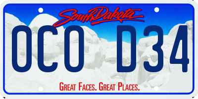 SD license plate 0COD34