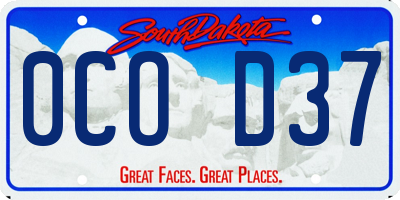 SD license plate 0COD37