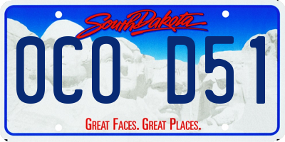 SD license plate 0COD51