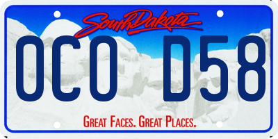 SD license plate 0COD58