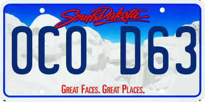 SD license plate 0COD63