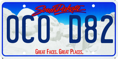 SD license plate 0COD82