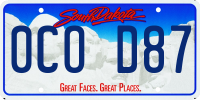SD license plate 0COD87