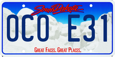 SD license plate 0COE31