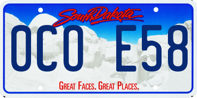 SD license plate 0COE58