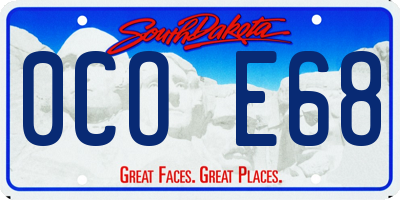 SD license plate 0COE68