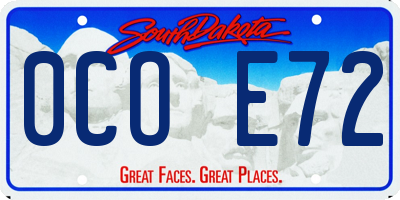 SD license plate 0COE72
