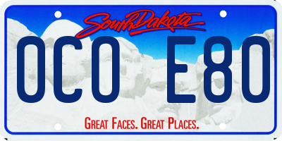 SD license plate 0COE80