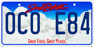 SD license plate 0COE84