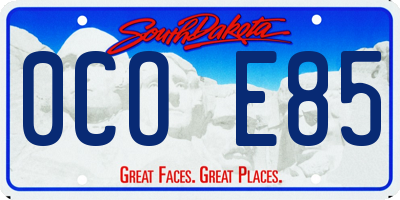 SD license plate 0COE85