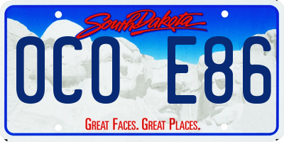 SD license plate 0COE86