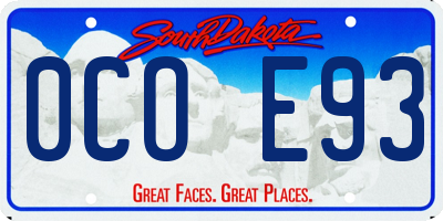 SD license plate 0COE93