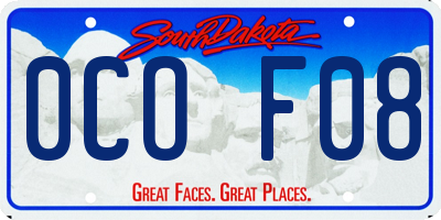 SD license plate 0COF08