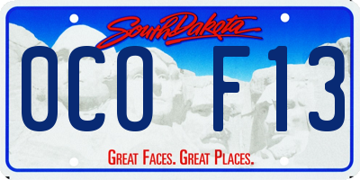 SD license plate 0COF13