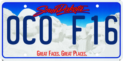 SD license plate 0COF16