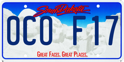 SD license plate 0COF17