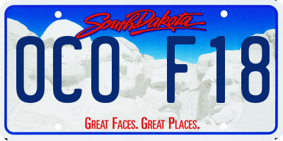 SD license plate 0COF18