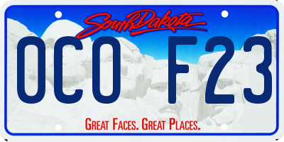 SD license plate 0COF23