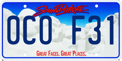 SD license plate 0COF31