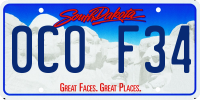 SD license plate 0COF34