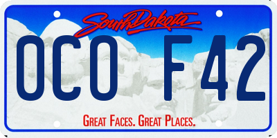 SD license plate 0COF42
