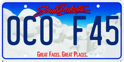 SD license plate 0COF45