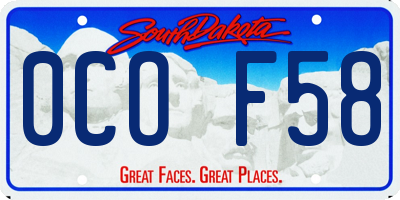 SD license plate 0COF58