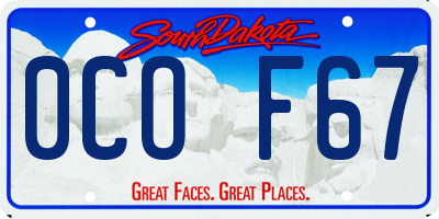 SD license plate 0COF67