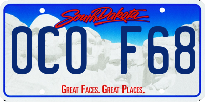 SD license plate 0COF68