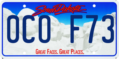 SD license plate 0COF73