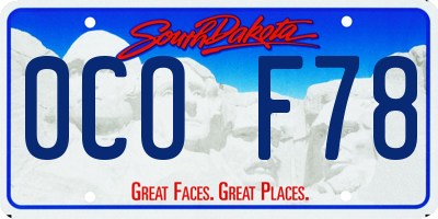 SD license plate 0COF78