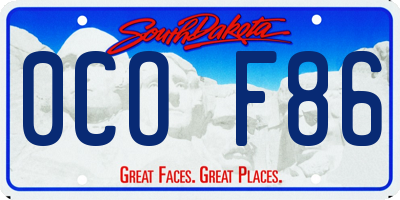SD license plate 0COF86