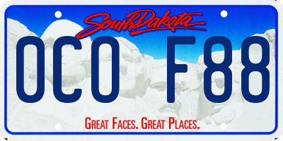 SD license plate 0COF88