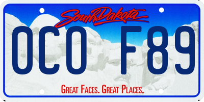 SD license plate 0COF89