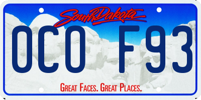 SD license plate 0COF93