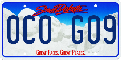 SD license plate 0COG09