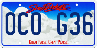 SD license plate 0COG36