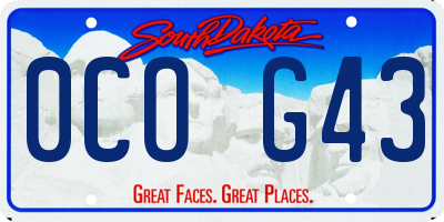 SD license plate 0COG43