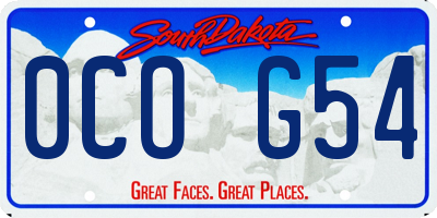 SD license plate 0COG54