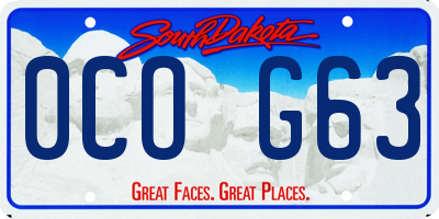 SD license plate 0COG63