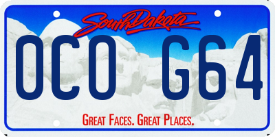 SD license plate 0COG64