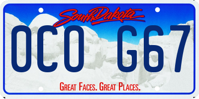 SD license plate 0COG67