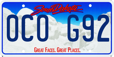 SD license plate 0COG92